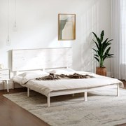 Πλαίσιο Κρεβατιού Λευκό 150 x 200 εκ. Μασίφ Ξύλο King Size 3104809
