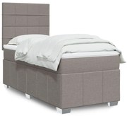 Κρεβάτι Boxspring με Στρώμα Taupe 90x200 εκ. Υφασμάτινο - Μπεζ-Γκρι