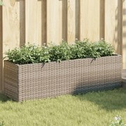 Ζαρντινιέρα Κήπου Γκρι 105x30x32 εκ. Συνθ. Ρατάν με 3 Γλάστρες 366418