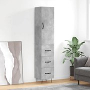vidaXL Ντουλάπι Γκρι Σκυροδέματος 34,5x34x180 εκ. Επεξεργασμένο Ξύλο