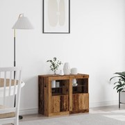 vidaXL Πλευρικά Ντουλάπια με LED Φώτα 2 τμχ Ξύλο παλιό 41x37x67 εκ