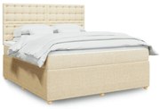 Κρεβάτι Boxspring με Στρώμα Κρεμ 180x200 εκ. Υφασμάτινο - Κρεμ