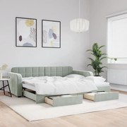 vidaXL Καναπές Κρεβάτι Συρόμενος Αν. Γκρι 90x190 εκ Βελούδο &amp; Συρτάρια