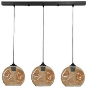 Φωτιστικό Οροφής - Ράγα Pop 02-0397 3/Ε27 Φ20x80x100cm Black-Honey Heronia Μέταλλο,Γυαλί