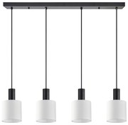 SE21-BL-4-4BL-SH1 ADEPT TUBE Black Pendant White Fabric Shade+ HOMELIGHTING 77-8511