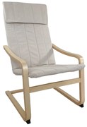 Πολυθρόνα ArteLibre NORDVIK Μπεζ/Φυσικό Ύφασμα/Ξύλο 60x71x105cm