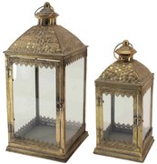 Φανάρια (Σετ 2Τμχ) 15-00-94947 23x52/17,5x37cm Gold Marhome Μέταλλο