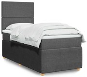 vidaXL Κρεβάτι Boxspring με Στρώμα Σκούρο Γκρι 90x200 εκ. Υφασμάτινο