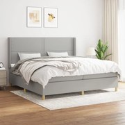 Κρεβάτι Boxspring με Στρώμα Ανοιχτό Γκρι 200x200 εκ. Υφασμάτινο