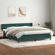 vidaXL Κρεβάτι Boxspring με Στρώμα Σκούρο Πράσινο 200x210εκ. Βελούδινο