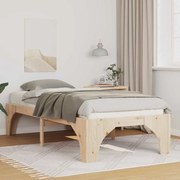 vidaXL Κρεβάτι δαπέδου Καφέ 100 x 200 cm Μασίφ ξύλο πεύκου