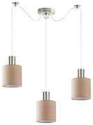 Φωτιστικό Οροφής SE21-NM-4-NM3-SH3 ADEPT TUBE Nickel Matt Pendant Brown Fabric Shade+ - 51W - 100W - 77-8430