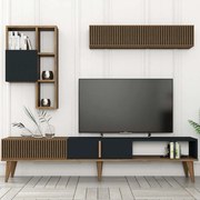 Σύνθεση Τηλεόρασης Milan 845HCT3111 180x35x40cm Walnut-Anthracite