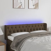 vidaXL Κεφαλάρι Κρεβατιού LED Σκούρο Καφέ 147x16x78/88 εκ. Υφασμάτινο