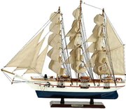 Ξύλινο Καράβι Ιστιοφόρο Cutty Sark 120x19xH97cm,Χρώμα Λευκό -Μπλε 31119