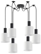 SE21-BL-4-BL6-SH1 ADEPT TUBE Black Pendant White Fabric Shade+ HOMELIGHTING 77-8506