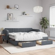 vidaXL Καναπές Κρεβάτι Συρόμενος Σκ. Γκρι 80x200 Βελούδο Συρτάρια