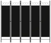 Διαχωριστικό Δωματίου με 5 Πάνελ Μαύρο 200 x 180 εκ. - Μαύρο