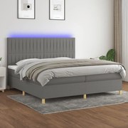 ΚΡΕΒΑΤΙ BOXSPRING ΜΕ ΣΤΡΩΜΑ &amp; LED ΣΚ.ΓΚΡΙ 200X200ΕΚ. ΥΦΑΣΜΑΤΙΝΟ 3135622