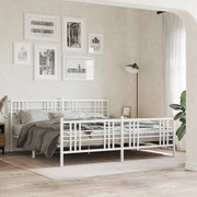 vidaXL Πλαίσιο Κρεβατιού με Κεφαλάρι&amp;Ποδαρικό Λευκό 200x200εκ. Μέταλλο