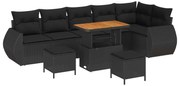Σετ Καναπέ Κήπου 9 pcs Μαύρο συνθετικό ρατάν