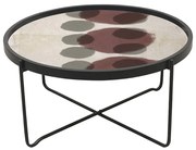 PINK COFFEE TABLE ΠΟΛΥΧΡΩΜΟ ΜΕ PATTERN ΜΑΥΡΟ D75xH37,5cm 04-0426