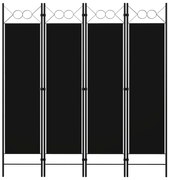 vidaXL Διαχωριστικό Δωματίου με 4 Πάνελ Μαύρο 160 x 180 εκ.