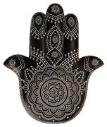 Διακοσμητικό Τοίχου Hamsa 019682 24,5x2,5xH29,5cm Black-White Πολυρεσίνη