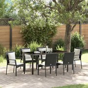 vidaXL Σετ Γευμάτων Κήπου 7 pcs Μαύρο 160 x 80 x 73 εκ PE Ρατάν