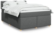 Κρεβάτι Boxspring με Στρώμα Σκούρο Γκρι 140x200 εκ Υφασμάτινο