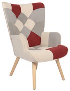 Πολυθρόνα ArteLibre BRIAR Μπορντό/Γκρι Patchwork Ύφασμα/Ξύλο 73x69x96cm