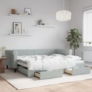 vidaXL Καναπές Κρεβάτι Συρόμενος Αν. Γκρι 90x200 εκ Βελούδο &amp; Συρτάρια