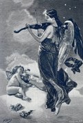 Εικονογράφηση Angel woman with wings plays the, clu