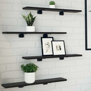 vidaXL Ράφι Βιβλίων 4 pcs Μαύρο 60 x 10 x 1.5 cm Επεξεργασμένο ξύλο