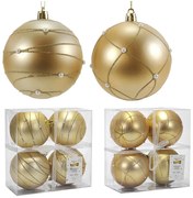 Χριστουγεννιάτικη Μπάλα Χρυσό 100mm Με Πέρλες Σετ 4Τμχ Σε 2 Σχέδια