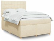 Κρεβάτι Boxspring με Στρώμα Κρεμ 140x200 εκ. Υφασμάτινο - Κρεμ