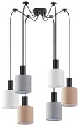 SE21-BL-4-BL6-SH12 ADEPT FLEX Black Pendant White, Grey, Brown Fabric Shade+