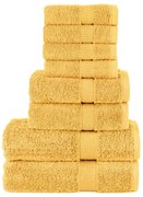 vidaXL Πετσέτες Premium Σετ 8 Τεμ. SOLUND Χρυσό 600 γρ/μ²