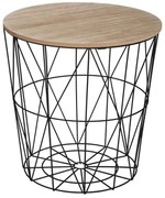 Τραπεζάκι βοηθητικό σαλονιού Kumi mdf oak - μαύρο μέταλλο Φ40x41 εκ. 40x40x41 εκ.