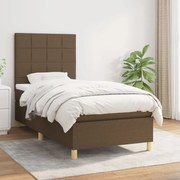 Κρεβάτι Boxspring με Στρώμα Σκούρο Καφέ 90x200 εκ. Υφασμάτινο - Καφέ