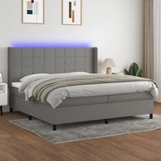 ΚΡΕΒΑΤΙ BOXSPRING ΜΕ ΣΤΡΩΜΑ &amp; LED ΣΚ.ΓΚΡΙ 200X200ΕΚ. ΥΦΑΣΜΑΤΙΝΟ 3138342