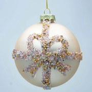 Χριστουγεννιάτικες Μπάλες Φιόγκος (Σετ 4Τμχ) 600-47482 10cm Champagne