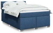 Κρεβάτι Boxspring με Στρώμα Μπλε 160x200 εκ. Υφασμάτινο