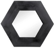 Artekko Mirror Καθρέφτης Τοίχου από Ξύλο Teak MDF Μαυρό (47x47x1.9)cm