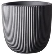 Supergreens Γλάστρα Πήλινη Στρογγυλή ''Stripe'' Γκρι XL 44x44x36,5 εκ.