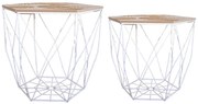 Σετ 2 Τραπεζάκια 46x40x40cm, 42x36x37cm με Ξύλινη Βάση &amp; Μεταλλικά Στοιχεία Etoile AT-053A