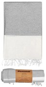 Πετσέτα Θαλάσσης Pestemal Βαμβακερή White-Grey 90x180εκ. Summer tiempo 42-2946