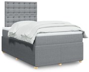 vidaXL Κρεβάτι Boxspring με Στρώμα Ανοιχτό Γκρι 120x190 εκ. Υφασμάτινο