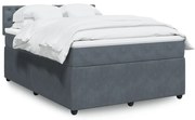 vidaXL Κρεβάτι Boxspring με Στρώμα Σκούρο Γκρι 140x200 εκ. Βελούδινο