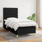 vidaXL Κρεβάτι Boxspring με Στρώμα Μαύρο 80 x 200 εκ. Υφασμάτινο